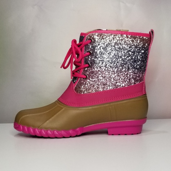 Big Girls Fabkids Girls Ombre Glitter Cozy Duck Boots Size 4 New - Picture 3 of 7